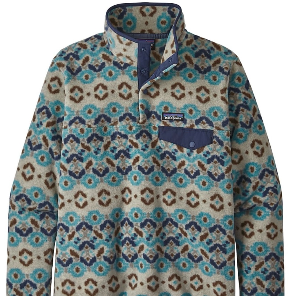 Patagonia Women’s Synchilla pullover, snap T, Tundra Cluster Big Sky Blue